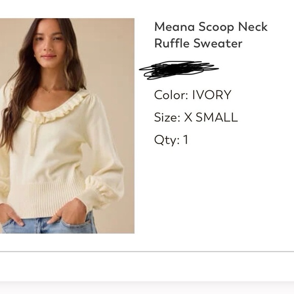 Altar'd State Ivory Ruffle Scoop Neck Sweater - Picture 1 of 2